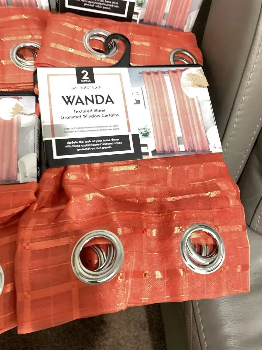 Wanda Orange Grommet Curtain Panels - Set of 8